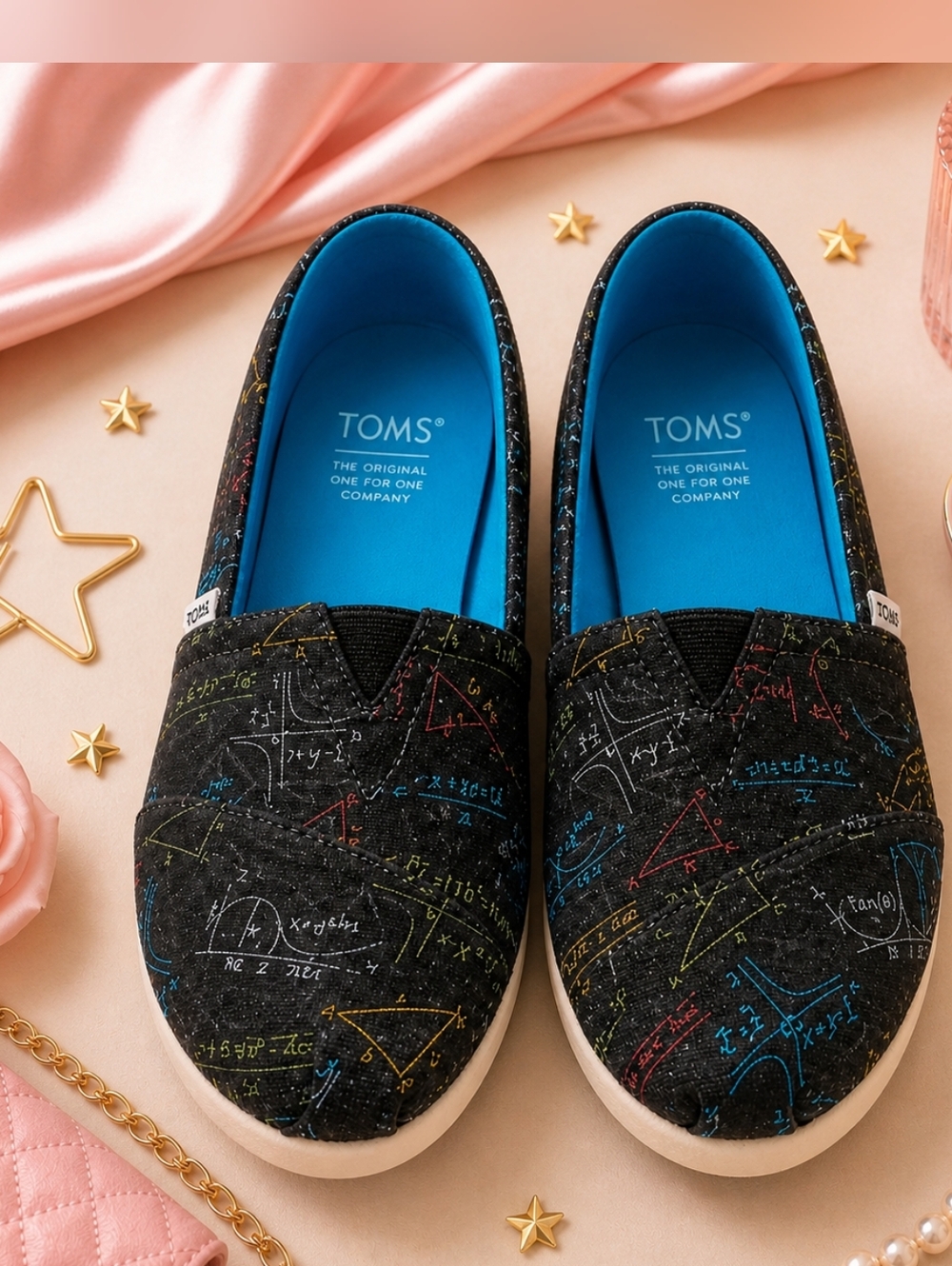NEW! TOMS Alpargata Slip-On Loafers – Math/Chalkboard Print – Women’s NWT
